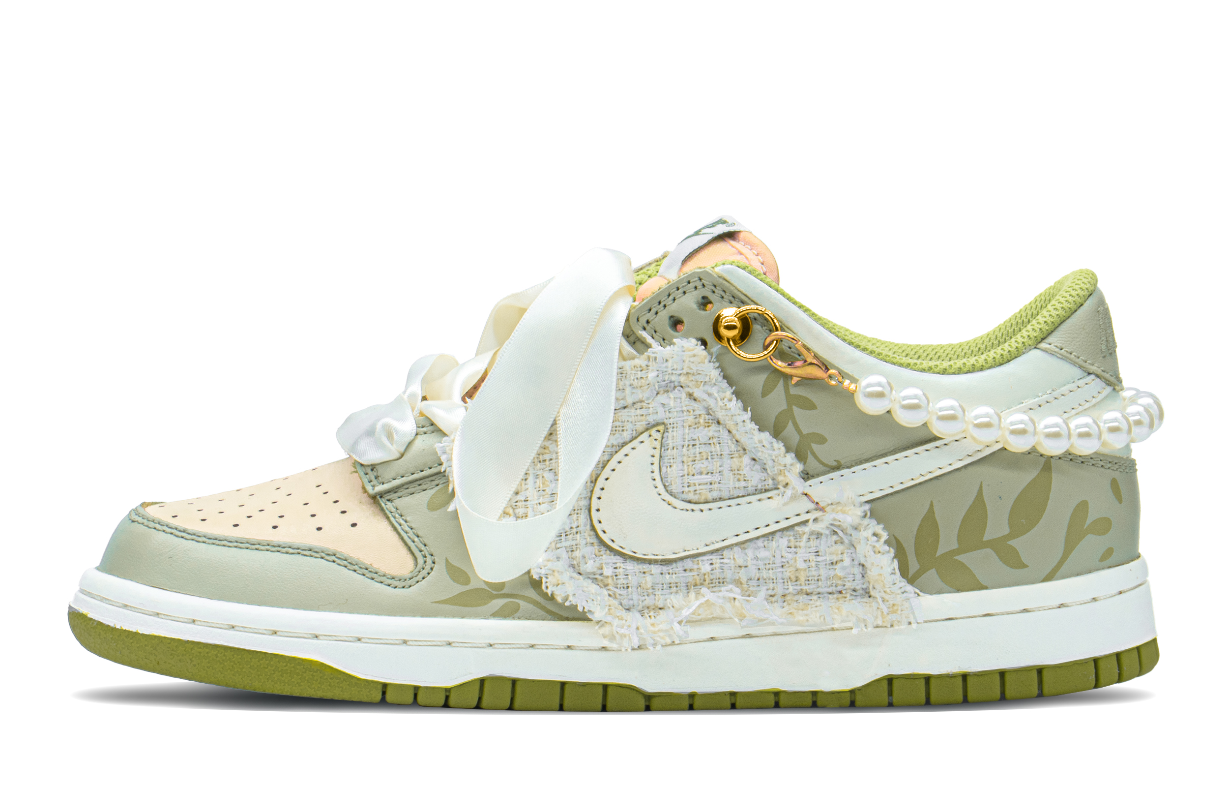 Buy [Kasut Custom] Nike Dunk Low 'Darah Panas - Rantai Quilted Pearlescent Hijau Rendah' DV9108-711(TeamA-DK贴皮珍珠绿S-BOX)