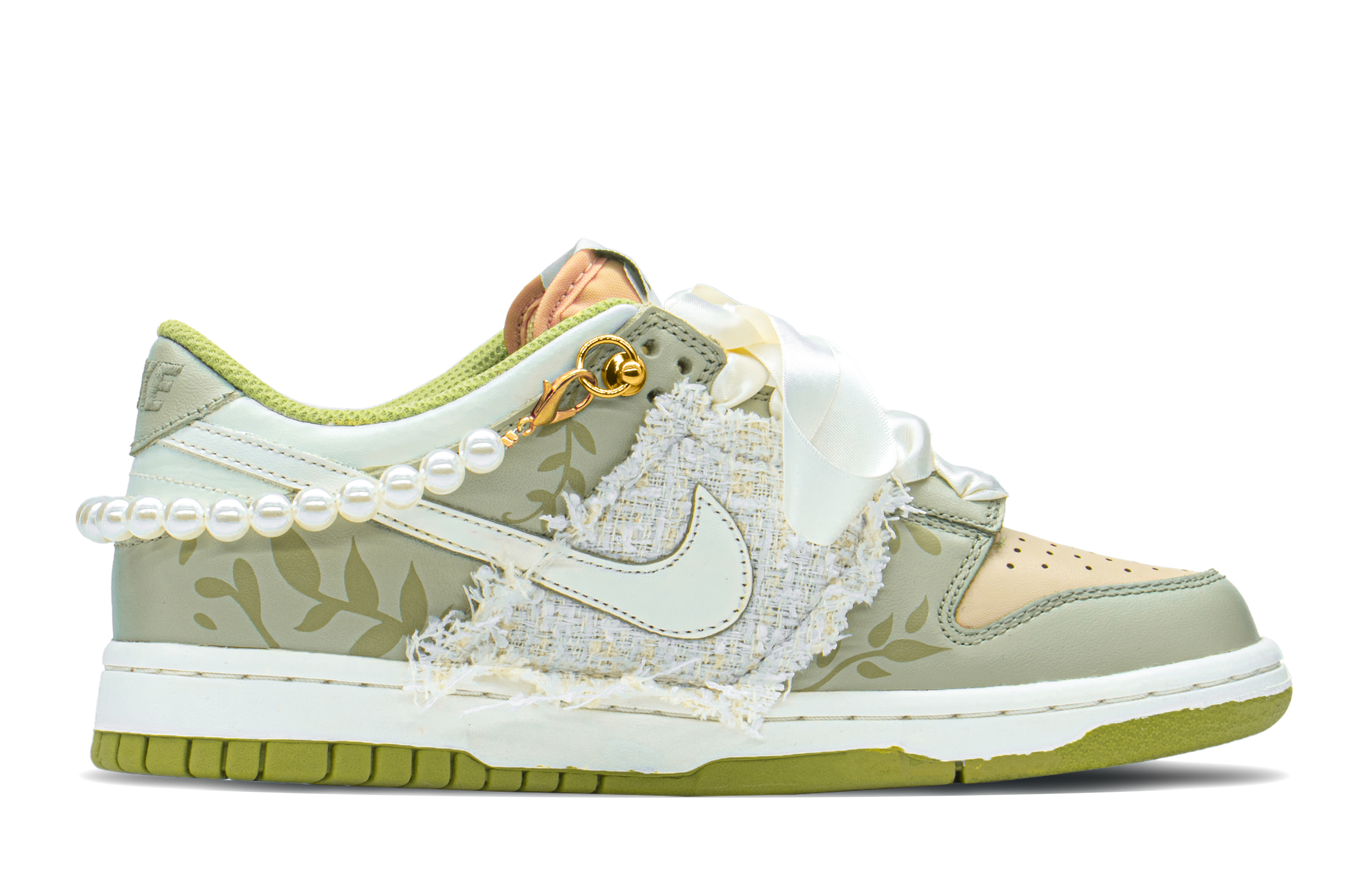 Order [Kasut Custom] Nike Dunk Low 'Darah Panas - Rantai Quilted Pearlescent Hijau Rendah' DV9108-711(TeamA-DK贴皮珍珠绿S-BOX)