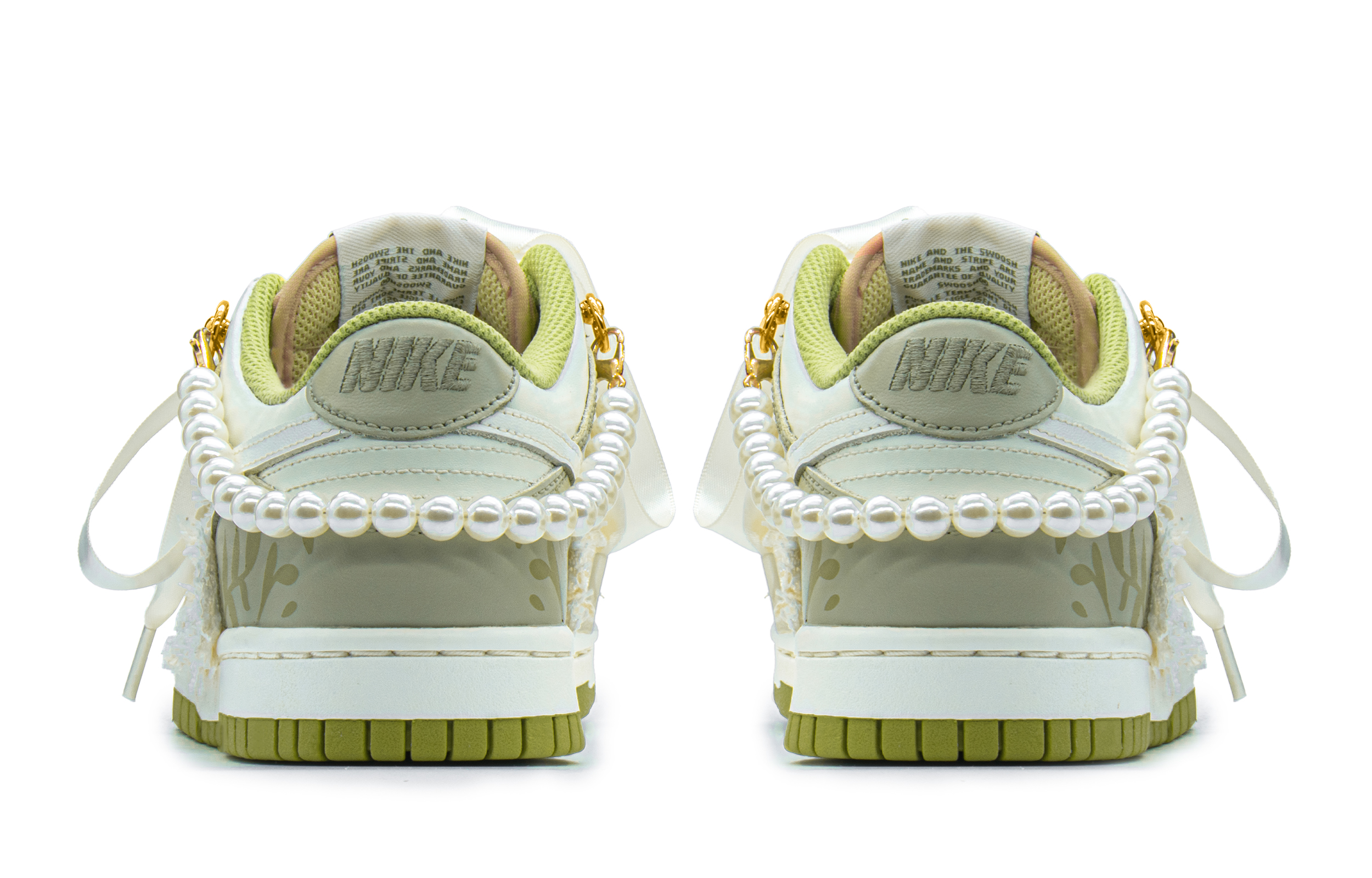 Shop [Kasut Custom] Nike Dunk Low 'Darah Panas - Rantai Quilted Pearlescent Hijau Rendah' DV9108-711(TeamA-DK贴皮珍珠绿S-BOX)