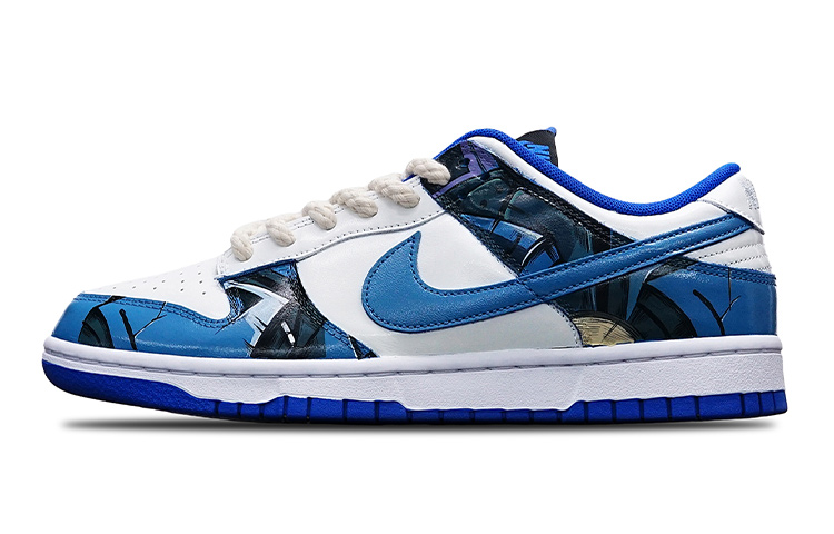Buy 【定制球鞋】Nike Dunk Low Hyper Cobalt 賽博朋克風格 手繪噴繪機械風 潮男節主題 低幫 板鞋 GS 藍白黃