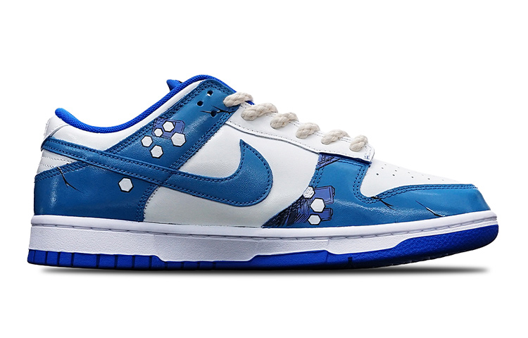 Order 【定制球鞋】Nike Dunk Low Hyper Cobalt 賽博朋克風格 手繪噴繪機械風 潮男節主題 低幫 板鞋 GS 藍白黃