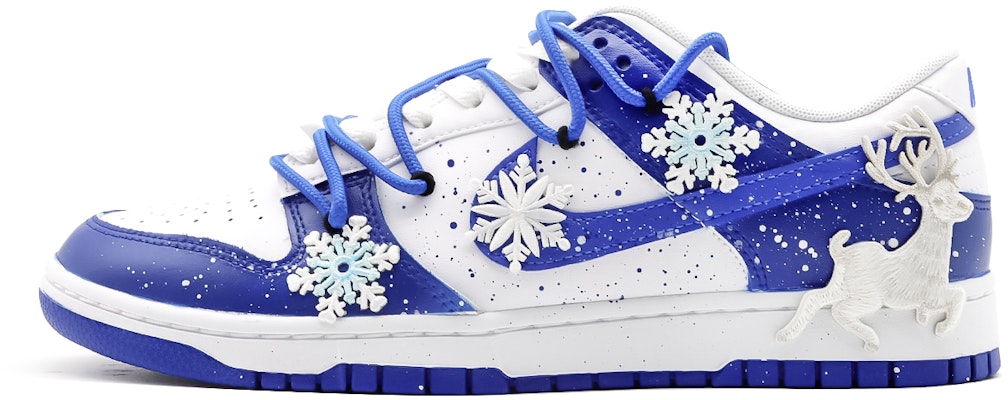【訂製球鞋】 Nike Dunk "Hyper Royal" 踏雪尋鹿 浪漫仙境 清冷雪花 布貼 低筒 球鞋 男款 藍色 Order 【訂製球鞋】 Nike Dunk "Hyper Royal" 踏雪尋鹿 浪漫仙境 清冷雪花 布貼 低筒 球鞋 男款 藍色