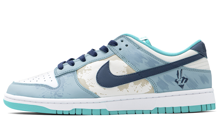 Buy [Zapatillas Personalizadas] Nike Dunk Low 'Ice Blue Jasmine Graffiti' DV0833-101(Team34-冰蓝茉莉)