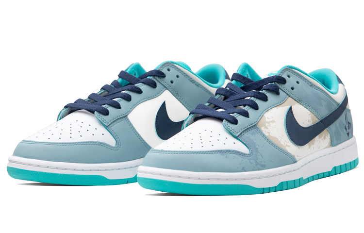 Lookbook [Zapatillas Personalizadas] Nike Dunk Low 'Ice Blue Jasmine Graffiti' DV0833-101(Team34-冰蓝茉莉)
