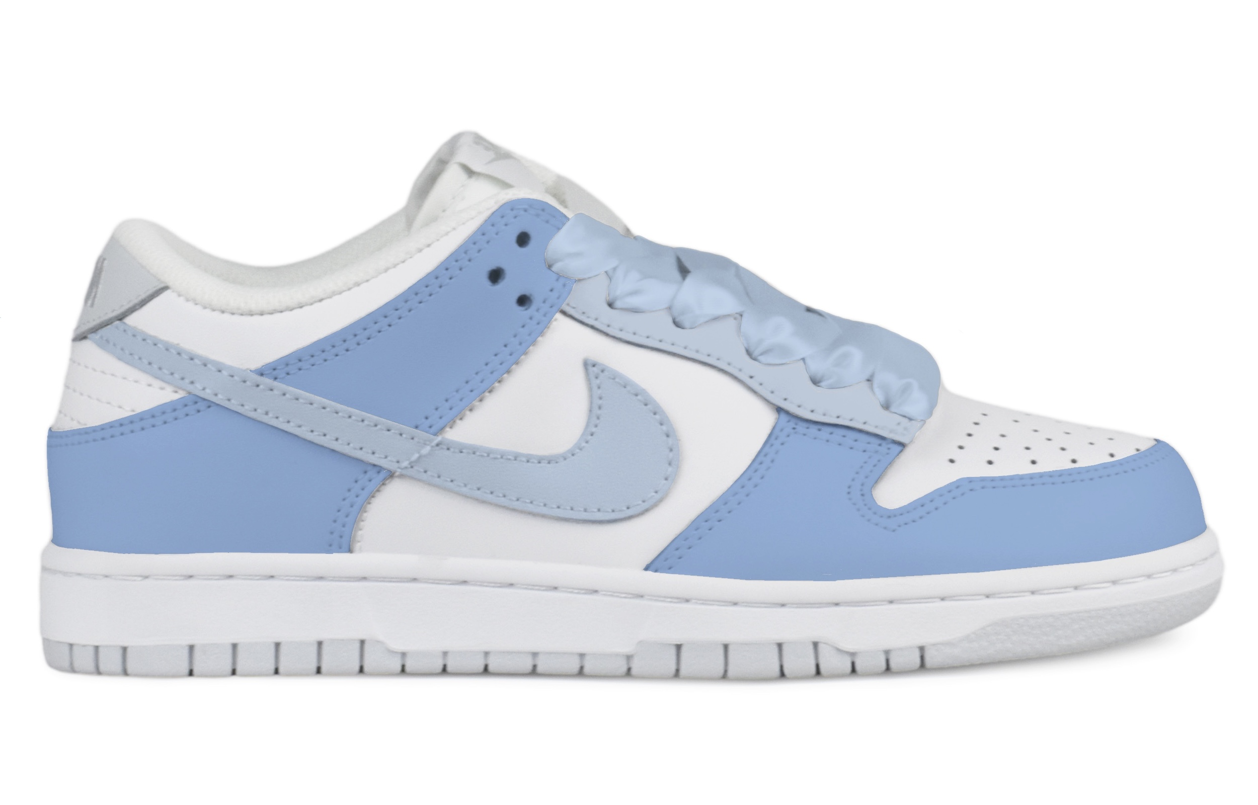 Order 【訂製球鞋】 Nike Dunk Low 冰藍玫瑰 絲質鞋帶 舒適百搭 低筒 滑板鞋 GS 白藍