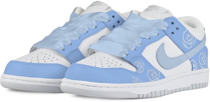【客製球鞋】 Nike Dunk Low 冰藍玫瑰 絲質鞋帶 防滑耐磨 低筒 板鞋 男款 白藍 Lookbook 【客製球鞋】 Nike Dunk Low 冰藍玫瑰 絲質鞋帶 防滑耐磨 低筒 板鞋 男款 白藍