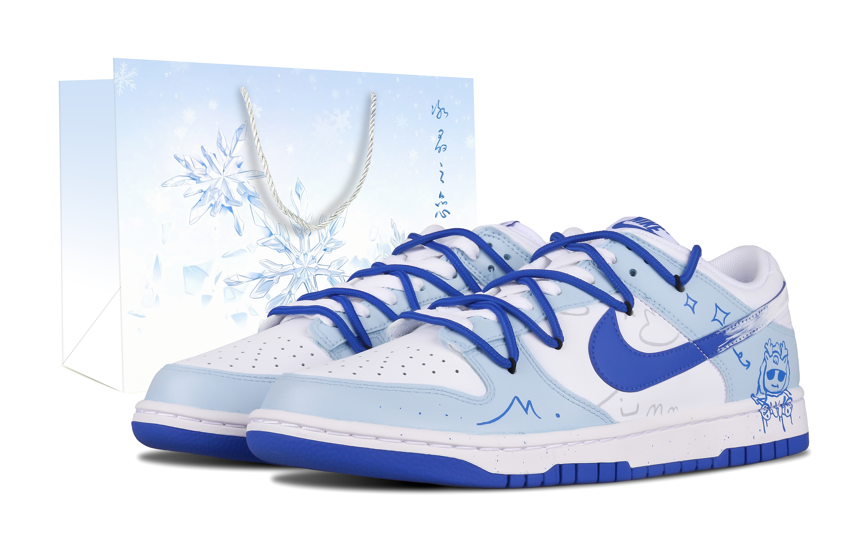 Buy [Sepatu Kustom] Nike Dunk Low 'Ice Wonderland - Biru Putih' DV0831-104(Team43-男款小熊过大年SBOX)