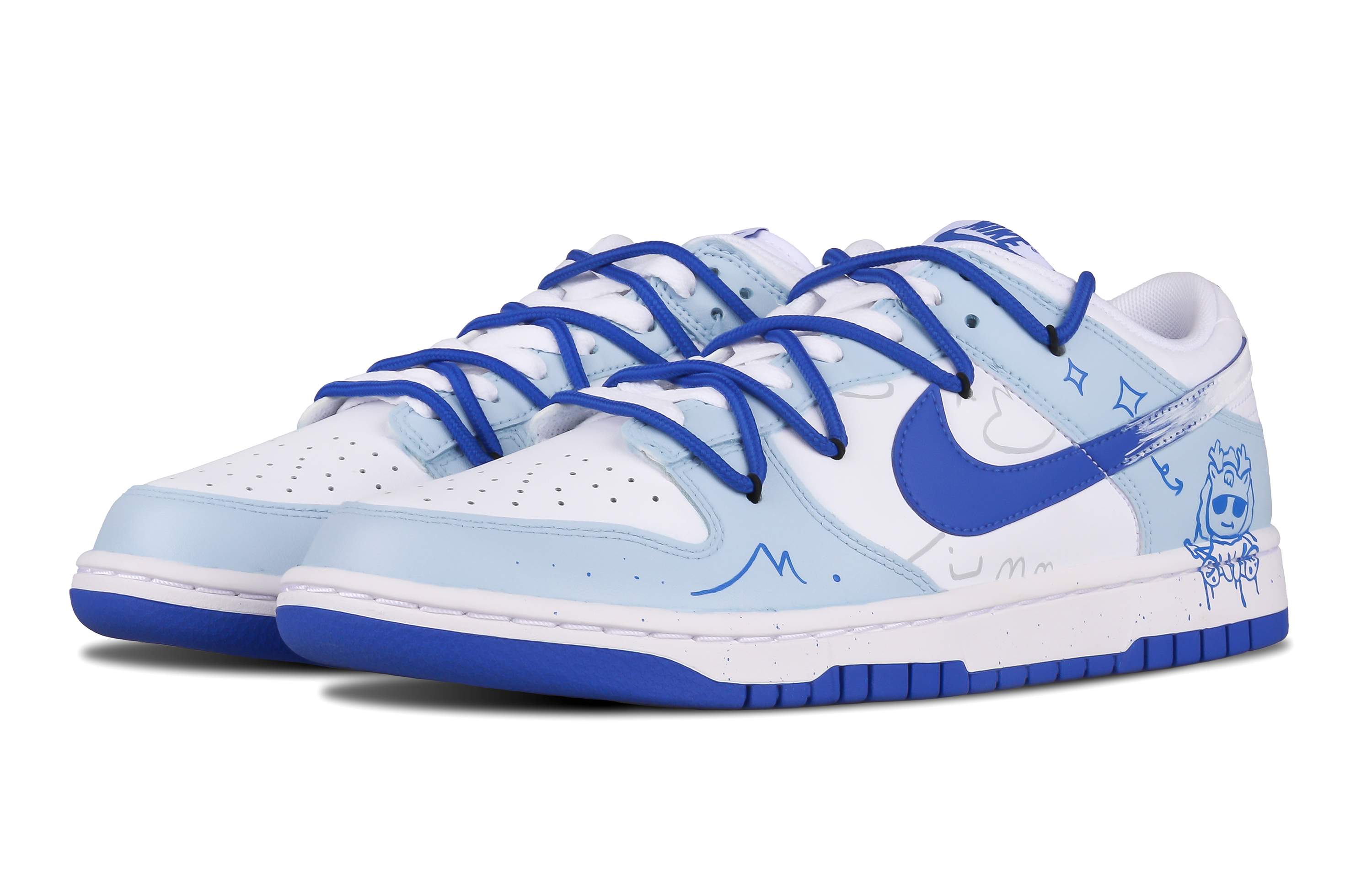 Shop [Sepatu Kustom] Nike Dunk Low 'Ice Wonderland - Biru Putih' DV0831-104(Team43-男款小熊过大年SBOX)