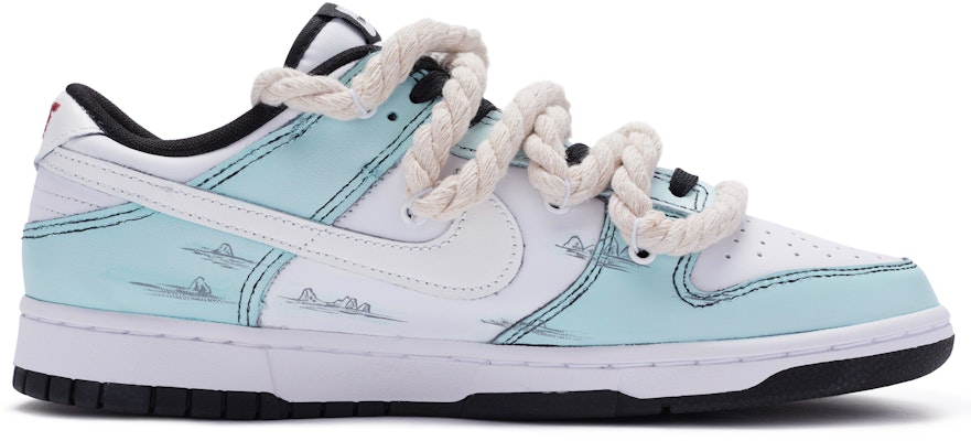 【定制球鞋】Nike Dunk Low IGNIU 國風 解構 山海 手繪噴繪 低筒 板鞋 男款 藍綠白 Order 【定制球鞋】Nike Dunk Low IGNIU 國風 解構 山海 手繪噴繪 低筒 板鞋 男款 藍綠白
