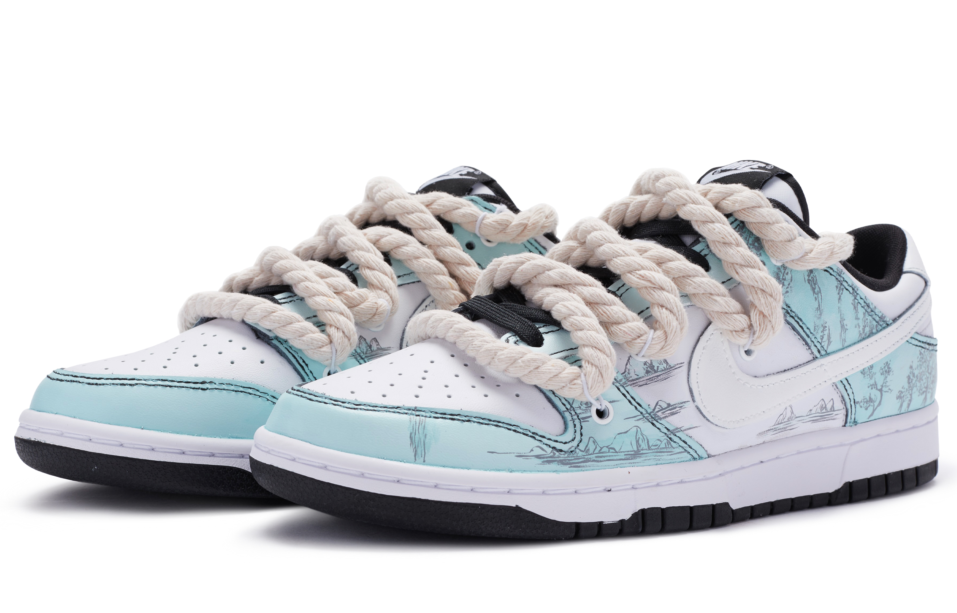 Lookbook 【カスタムシューズ】ナイキ ダンク ロー 'イグニウ 山海 ブルー グリーン ホワイト' DD1391-100(TeamR-男款山海)