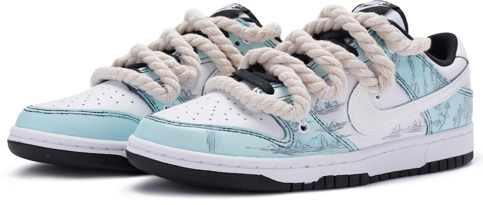【定制球鞋】Nike Dunk Low IGNIU 國風 解構 山海 手繪噴繪 低筒 板鞋 男款 藍綠白 Lookbook 【定制球鞋】Nike Dunk Low IGNIU 國風 解構 山海 手繪噴繪 低筒 板鞋 男款 藍綠白