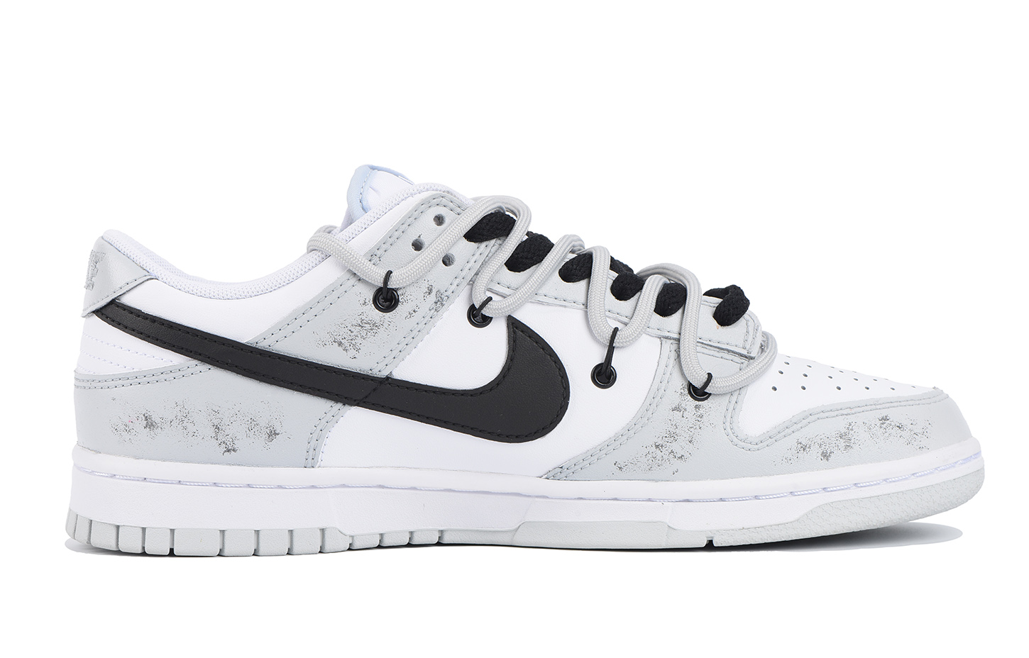 Order [Sepatu Kustom] Nike Dunk Low 'Hitam Abu Putih Industri Aged' DH9765-102(Team32-女款黑灰白做旧)