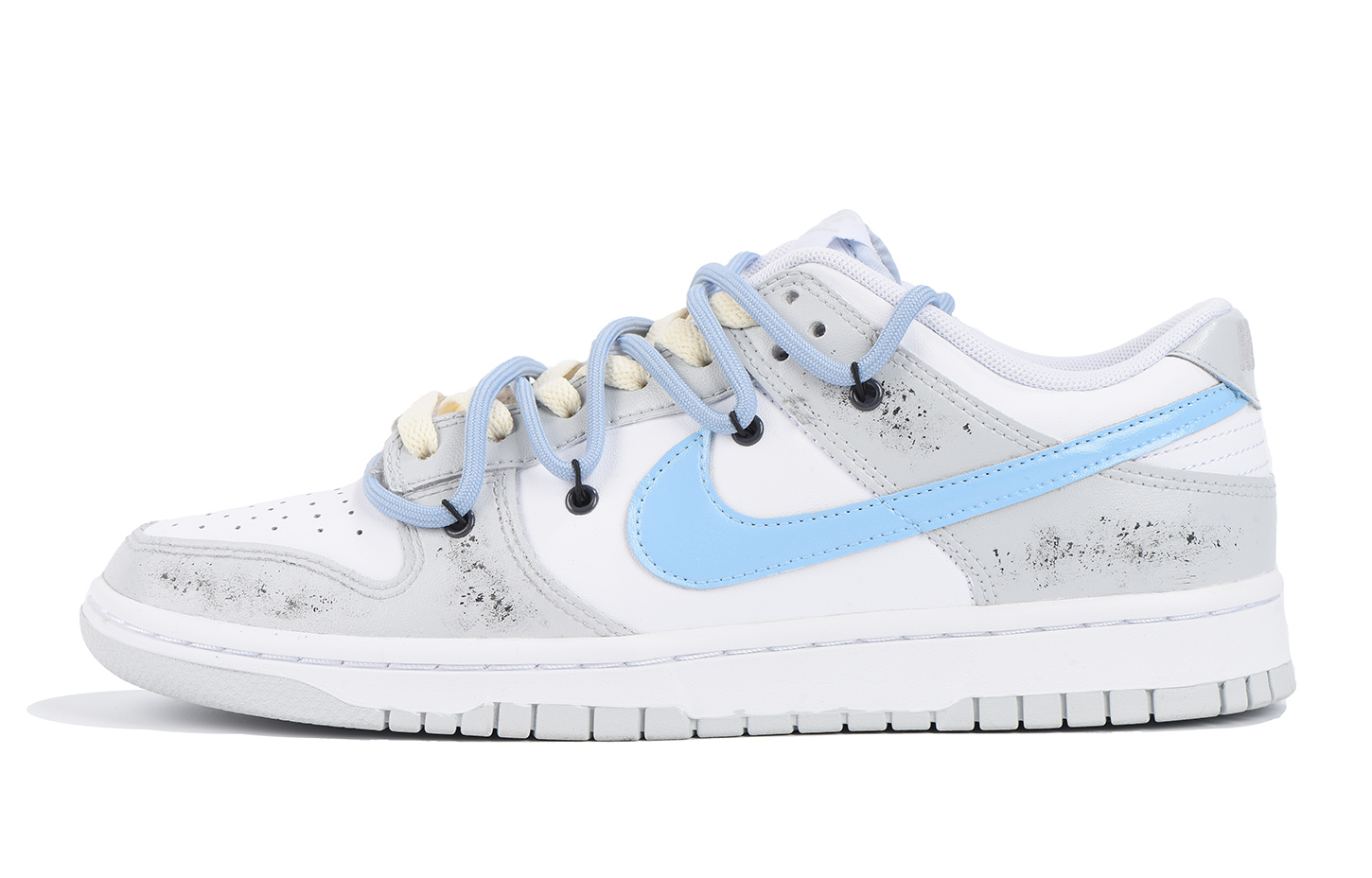 Buy [Zapatos Personalizados] Nike Dunk Low 'Gris Industrial-Azul Vintage' DV0831-101(Team32-男款灰蓝白做旧SBOX)