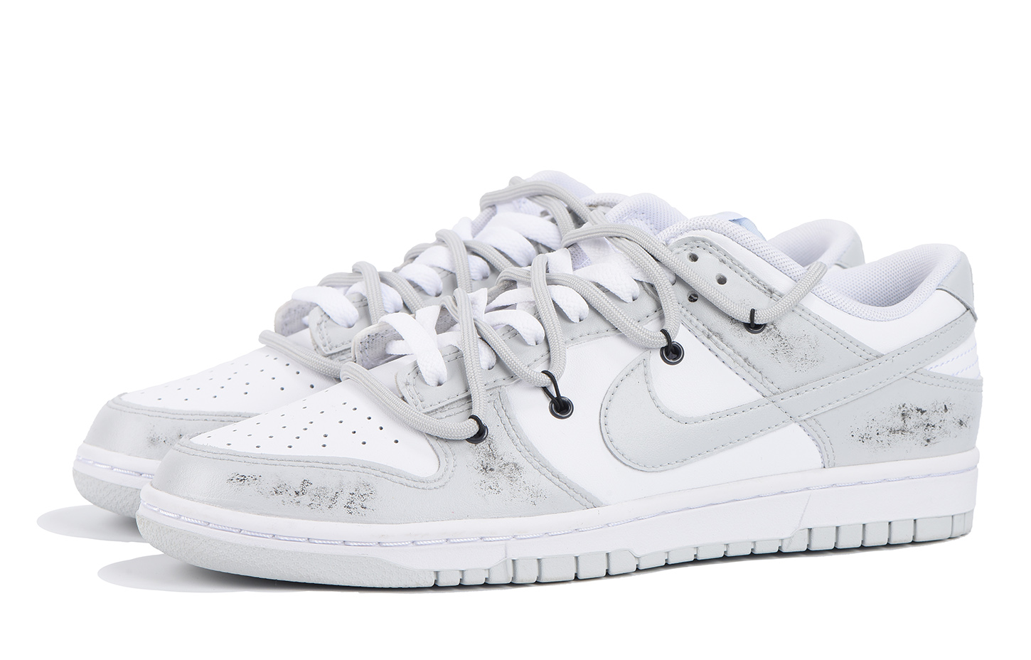 Lookbook [Zapatos Personalizados] Nike Dunk Low 'Gris Industrial Envejecido-Blanco' DV0831-101(Team32-男款灰白做旧)