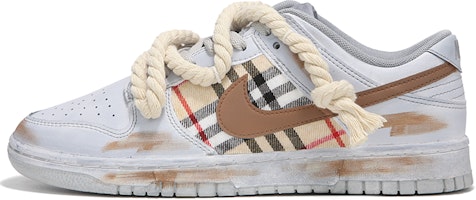 【定制球鞋】Nike Dunk Low 火心 工業浸染 做舊 蘇格蘭格子 復古 麻繩解構綁帶 低幫 板鞋 男款 灰色 Buy 【定制球鞋】Nike Dunk Low 火心 工業浸染 做舊 蘇格蘭格子 復古 麻繩解構綁帶 低幫 板鞋 男款 灰色