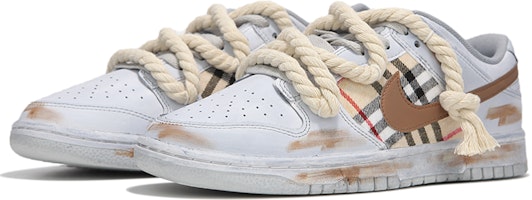 【定制球鞋】Nike Dunk Low 火心 工業浸染 做舊 蘇格蘭格子 復古 麻繩解構綁帶 低幫 板鞋 男款 灰色 Lookbook 【定制球鞋】Nike Dunk Low 火心 工業浸染 做舊 蘇格蘭格子 復古 麻繩解構綁帶 低幫 板鞋 男款 灰色