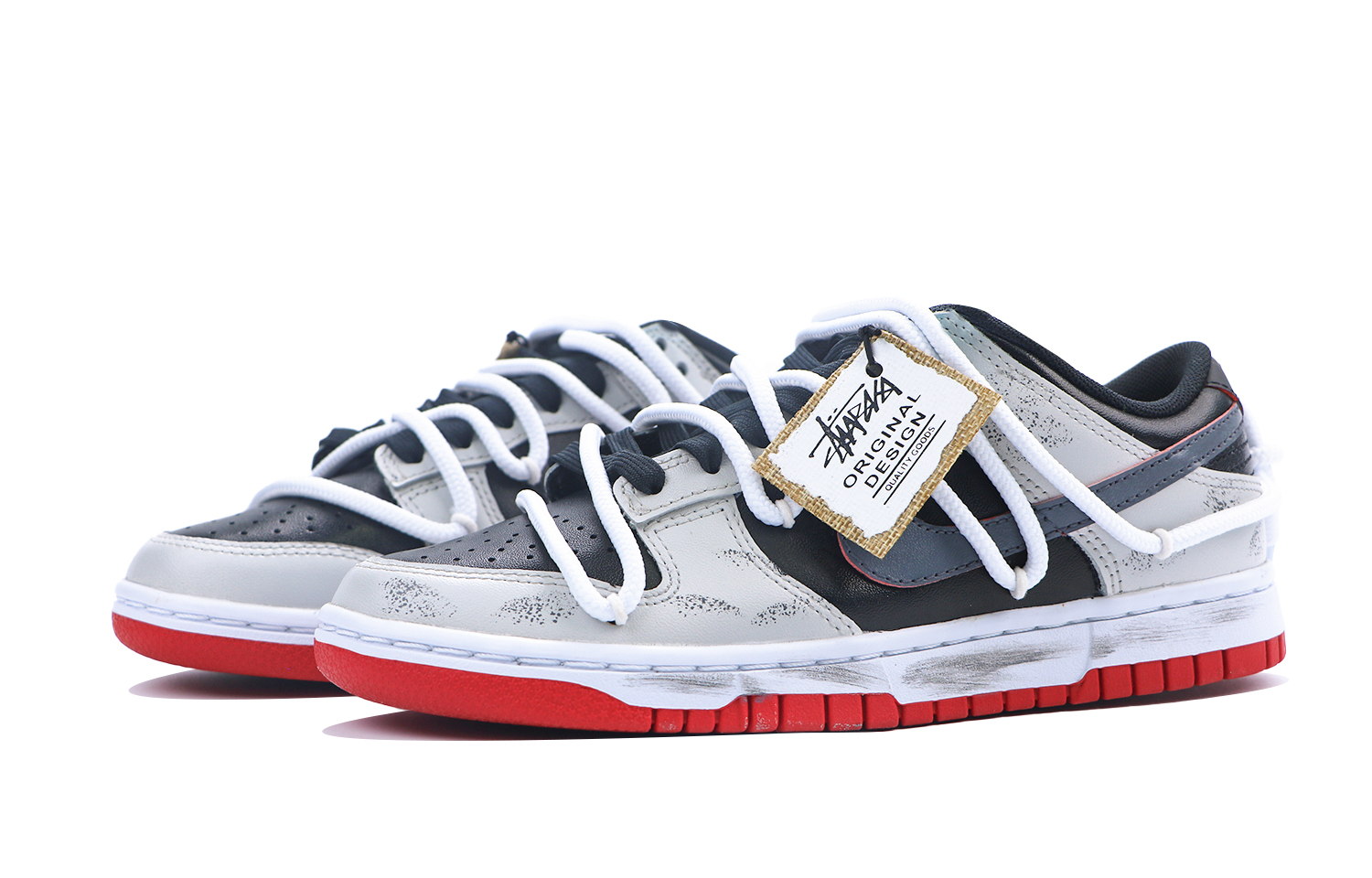 Lookbook 【定制球鞋】Nike Dunk Low 工業廢土 末日 末世感 未來主義 戰損 反烏托邦 低幫 板鞋 男女同款 黑灰紅