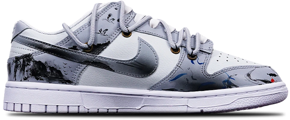 【定制球鞋】Nike Dunk Low (GS) 國潮 中國風 水墨小仙鶴 Vibe 解構 雙鞋帶 特殊鞋盒 板鞋 黑白灰 Lookbook 【定制球鞋】Nike Dunk Low (GS) 國潮 中國風 水墨小仙鶴 Vibe 解構 雙鞋帶 特殊鞋盒 板鞋 黑白灰