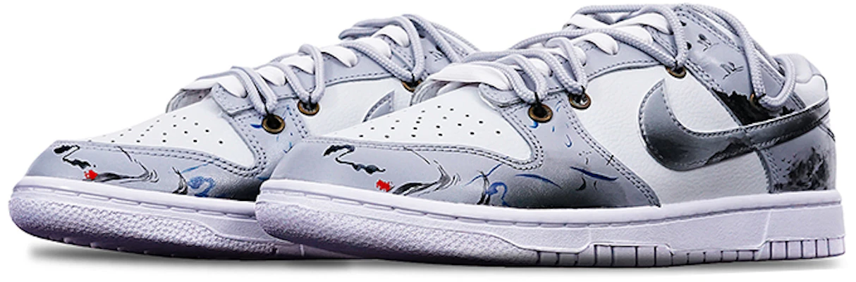 【定制球鞋】Nike Dunk Low (GS) 國潮 中國風 水墨小仙鶴 Vibe 解構 雙鞋帶 特殊鞋盒 板鞋 黑白灰 Shop 【定制球鞋】Nike Dunk Low (GS) 國潮 中國風 水墨小仙鶴 Vibe 解構 雙鞋帶 特殊鞋盒 板鞋 黑白灰