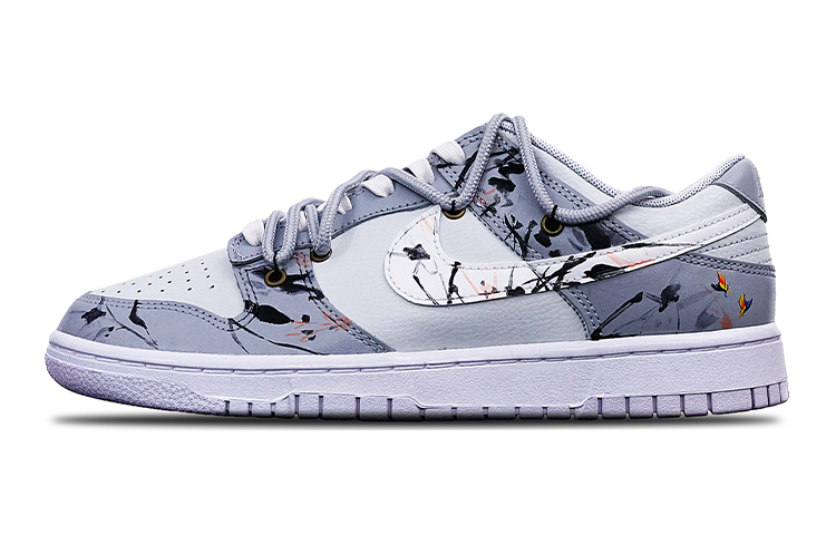 Buy 【定制球鞋】Nike Dunk Low 國潮 中國風 水墨蘭花 Vibe 解構 雙鞋帶 特殊鞋盒 低幫 板鞋 GS 黑白灰