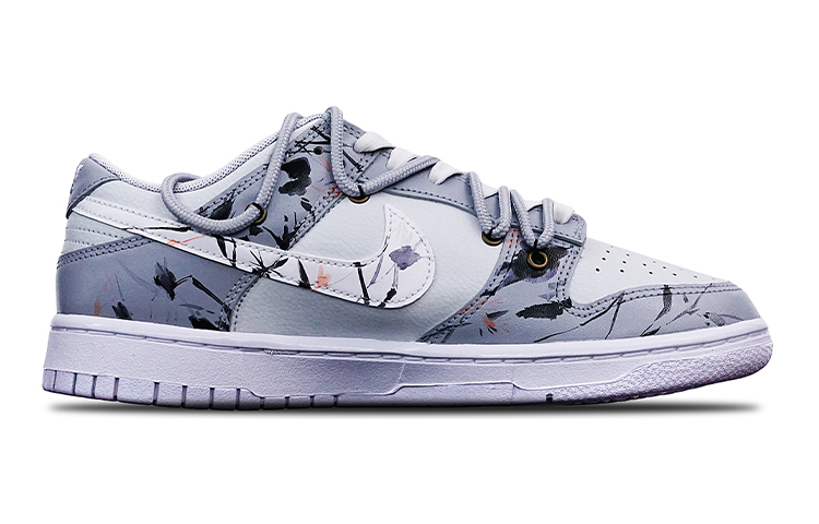Order 【定制球鞋】Nike Dunk Low 國潮 中國風 水墨蘭花 Vibe 解構 雙鞋帶 特殊鞋盒 低幫 板鞋 GS 黑白灰