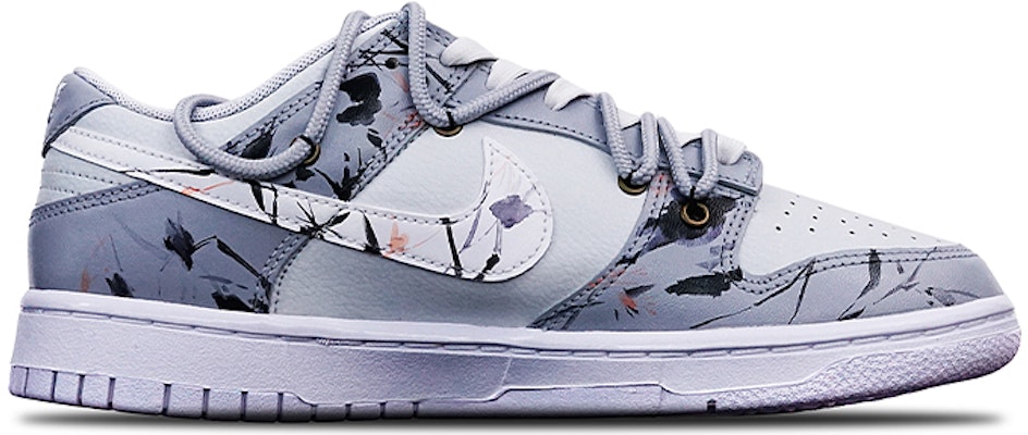 【定制球鞋】Nike Dunk Low 國潮 中國風 水墨蘭花 Vibe 解構 雙鞋帶 特殊鞋盒 低幫 板鞋 GS 黑白灰 Order 【定制球鞋】Nike Dunk Low 國潮 中國風 水墨蘭花 Vibe 解構 雙鞋帶 特殊鞋盒 低幫 板鞋 GS 黑白灰