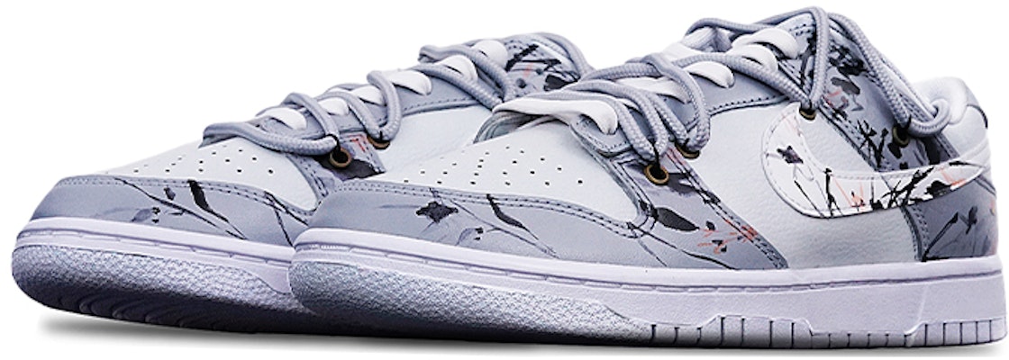 【定制球鞋】Nike Dunk Low 國潮 中國風 水墨蘭花 Vibe 解構 雙鞋帶 特殊鞋盒 低幫 板鞋 GS 黑白灰 Lookbook 【定制球鞋】Nike Dunk Low 國潮 中國風 水墨蘭花 Vibe 解構 雙鞋帶 特殊鞋盒 低幫 板鞋 GS 黑白灰