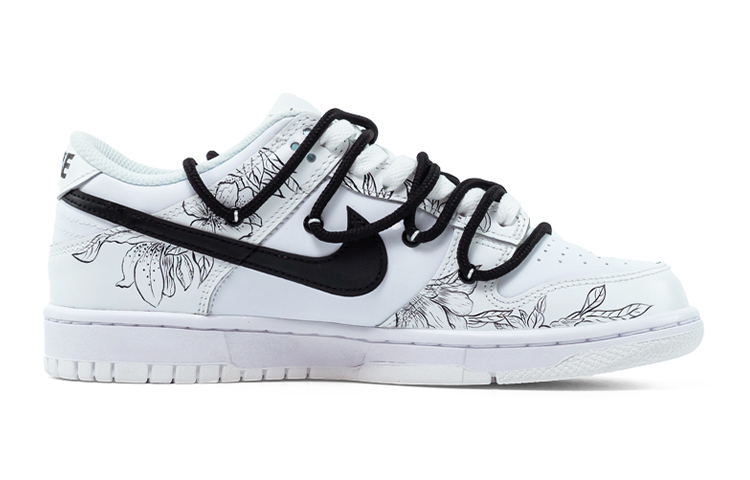 Order 나이키 덩크 로우 '잉크워시 플로럴' (커스텀) DH9765-100(Teamfour-女款花卉绑带QD)