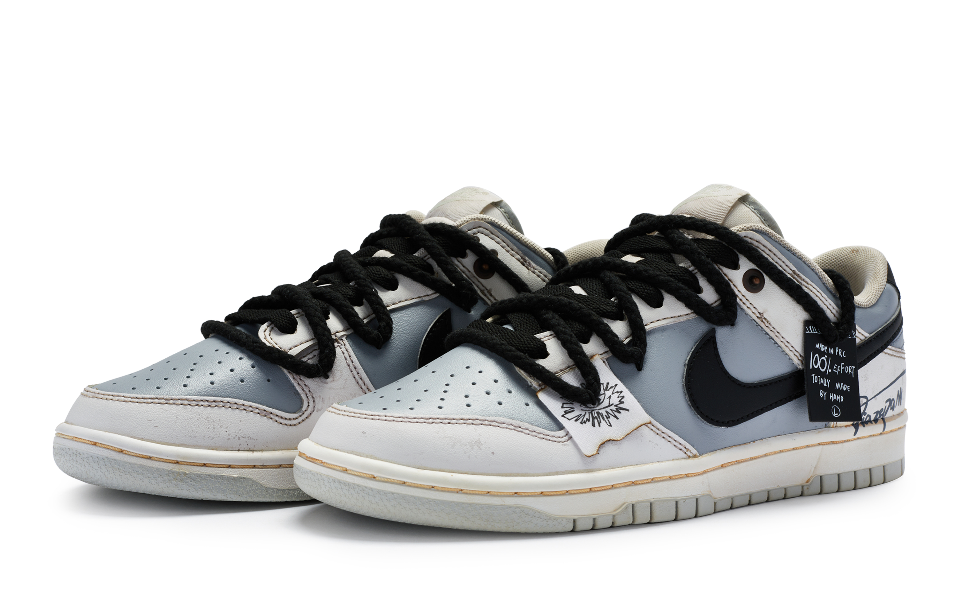 Lookbook 【カスタムシューズ】ナイキ ダンク ロー 'インソムニア ホワイト グレー ブラック' DH9765-102(TeamR-女款失眠)