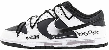 【定制球鞋】Nike Dunk Low 鐵索連環 潮流穿孔 復古 防滑輕便 低筒 板鞋 男款 黑白 Buy 【定制球鞋】Nike Dunk Low 鐵索連環 潮流穿孔 復古 防滑輕便 低筒 板鞋 男款 黑白