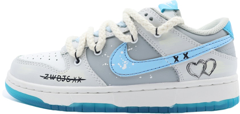 【定制球鞋】 Nike Dunk Low 海島冰茶 高街塗鴉 解構鞋帶 防滑耐磨 低幫 板鞋 男女同款 藍灰白 Buy 【定制球鞋】 Nike Dunk Low 海島冰茶 高街塗鴉 解構鞋帶 防滑耐磨 低幫 板鞋 男女同款 藍灰白