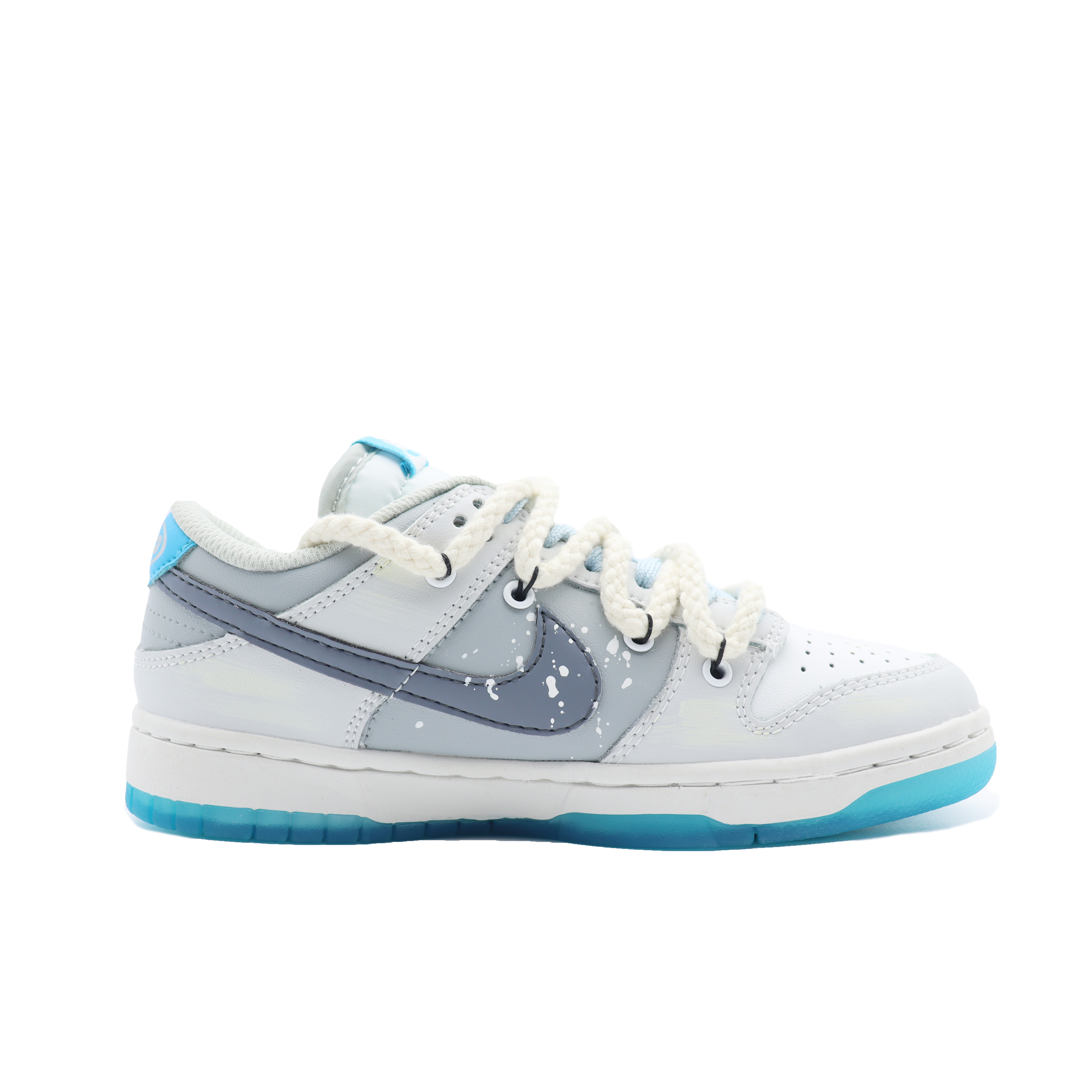 Order 【定制球鞋】 Nike Dunk Low 海島冰茶 高街塗鴉 解構鞋帶 防滑耐磨 低幫 板鞋 男女同款 藍灰白
