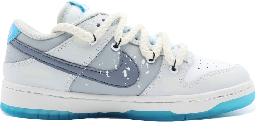 【定制球鞋】 Nike Dunk Low 海島冰茶 高街塗鴉 解構鞋帶 防滑耐磨 低幫 板鞋 男女同款 藍灰白 Order 【定制球鞋】 Nike Dunk Low 海島冰茶 高街塗鴉 解構鞋帶 防滑耐磨 低幫 板鞋 男女同款 藍灰白