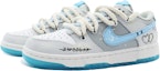 Lookbook 【定制球鞋】 Nike Dunk Low 海島冰茶 高街塗鴉 解構鞋帶 防滑耐磨 低幫 板鞋 男女同款 藍灰白