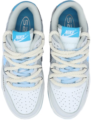 【定制球鞋】 Nike Dunk Low 海島冰茶 高街塗鴉 解構鞋帶 防滑耐磨 低幫 板鞋 男女同款 藍灰白 Shop 【定制球鞋】 Nike Dunk Low 海島冰茶 高街塗鴉 解構鞋帶 防滑耐磨 低幫 板鞋 男女同款 藍灰白