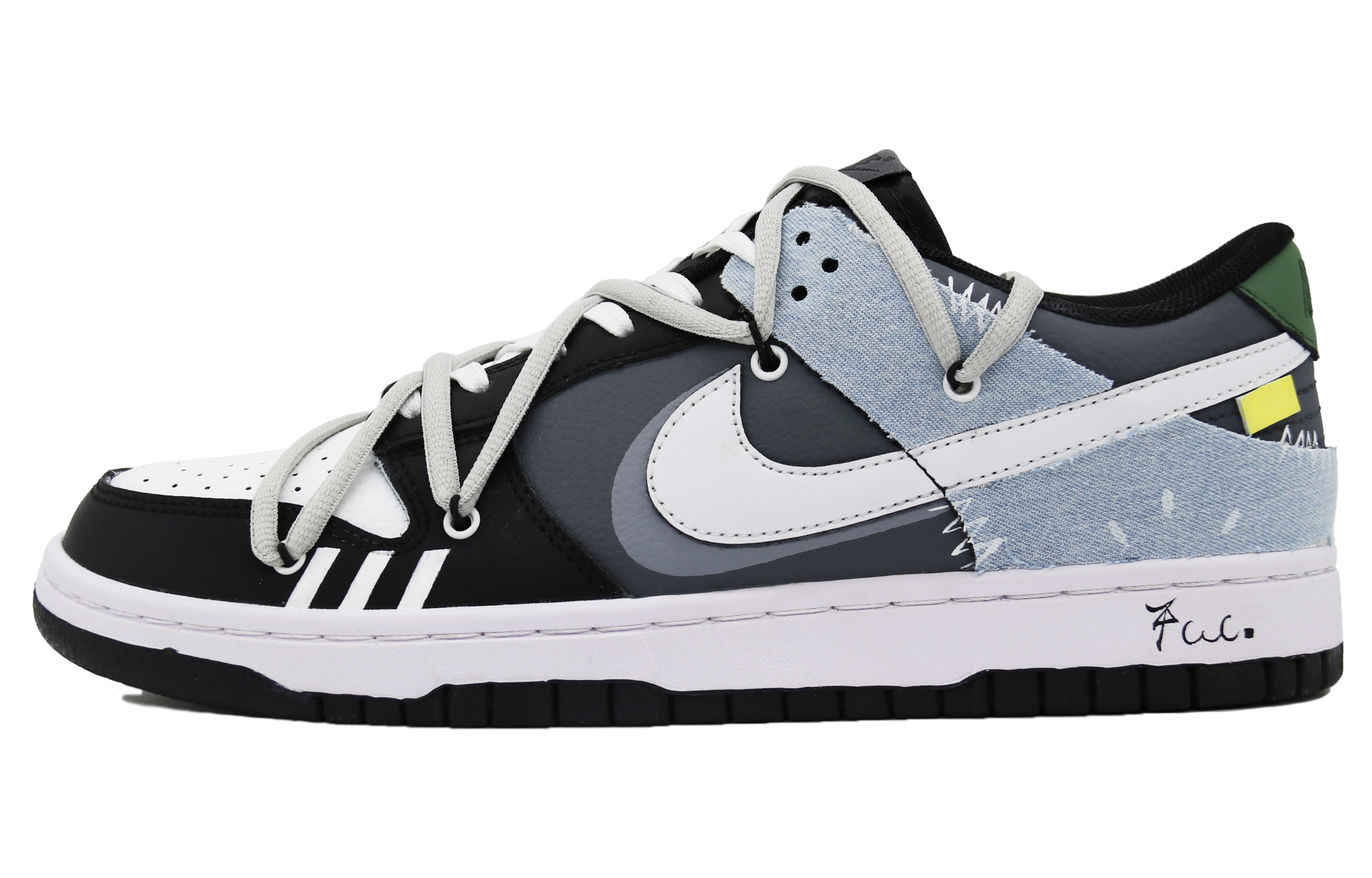 Buy 【客製化球鞋】Nike Dunk Low 綠洲天堂藍色 解構 牛仔 貼布 街頭 潮流 低筒 橡膠鞋 GS 黑白灰