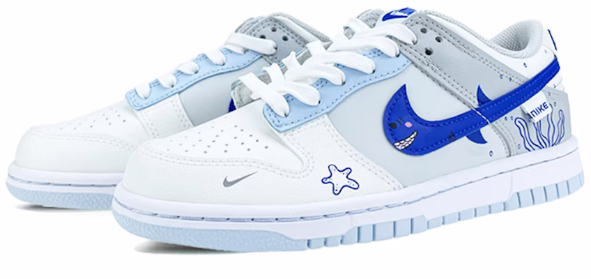 나이키 덩크 로우 '아이보리 하이퍼 로얄 오션 그라피티' (커스텀) FB1843-141(Team40-GS海底世界蓝) Lookbook 나이키 덩크 로우 '아이보리 하이퍼 로얄 오션 그라피티' (커스텀) FB1843-141(Team40-GS海底世界蓝)