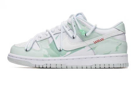 【客製球鞋】Nike Dunk Low 情誼綿綿 新中式 碧玉 潑墨 雙勾 解構 低筒 板鞋 GS 白綠 Buy 【客製球鞋】Nike Dunk Low 情誼綿綿 新中式 碧玉 潑墨 雙勾 解構 低筒 板鞋 GS 白綠
