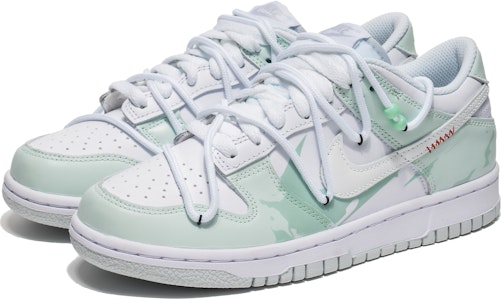 【客製球鞋】Nike Dunk Low 情誼綿綿 新中式 碧玉 潑墨 雙勾 解構 低筒 板鞋 GS 白綠 Lookbook 【客製球鞋】Nike Dunk Low 情誼綿綿 新中式 碧玉 潑墨 雙勾 解構 低筒 板鞋 GS 白綠