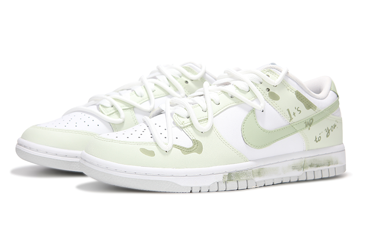 Lookbook 【訂製籃球鞋】Nike Dunk Low 火心 茉莉奶綠 高級 簡約 解構綁帶 低筒 板鞋 男款 白綠色