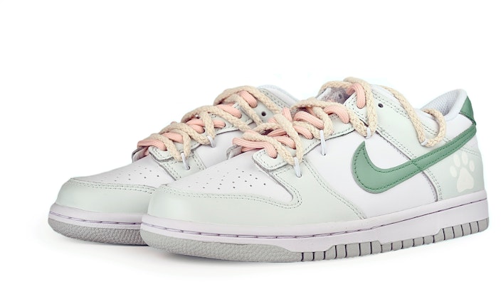 【訂製球鞋】Nike Dunk Low 杰拉小貓 解構 防滑耐磨 低幫 板鞋 GS 奶綠 Lookbook 【訂製球鞋】Nike Dunk Low 杰拉小貓 解構 防滑耐磨 低幫 板鞋 GS 奶綠