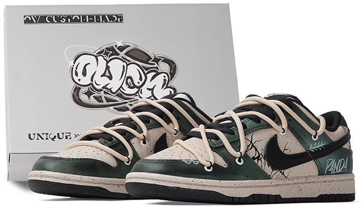 custom-shoes-nike-dunk-low-kakhi-green-hip-hop-graffiti