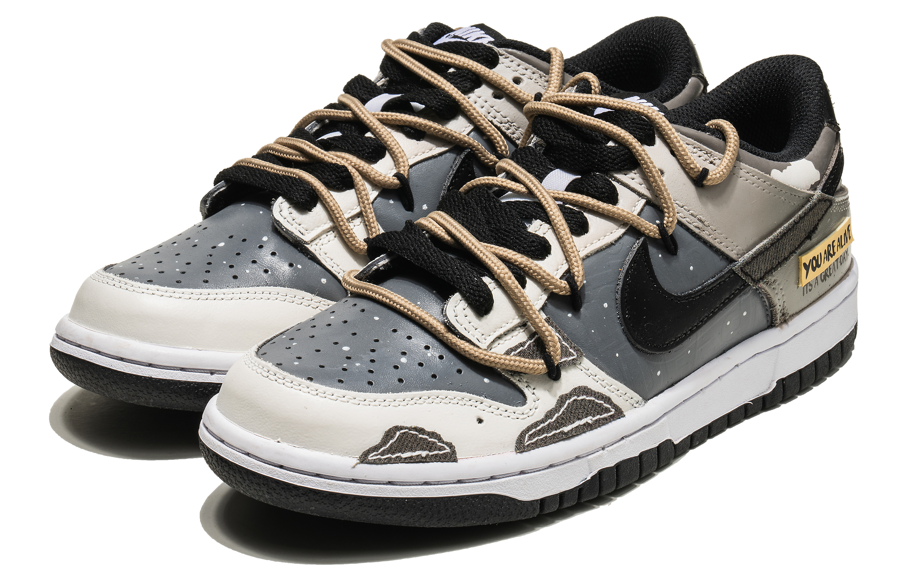 Shop [Sepatu Kustom] Nike Dunk Low 'Khaki Cloud' DD1391-100(TeamB-灰彩云行)