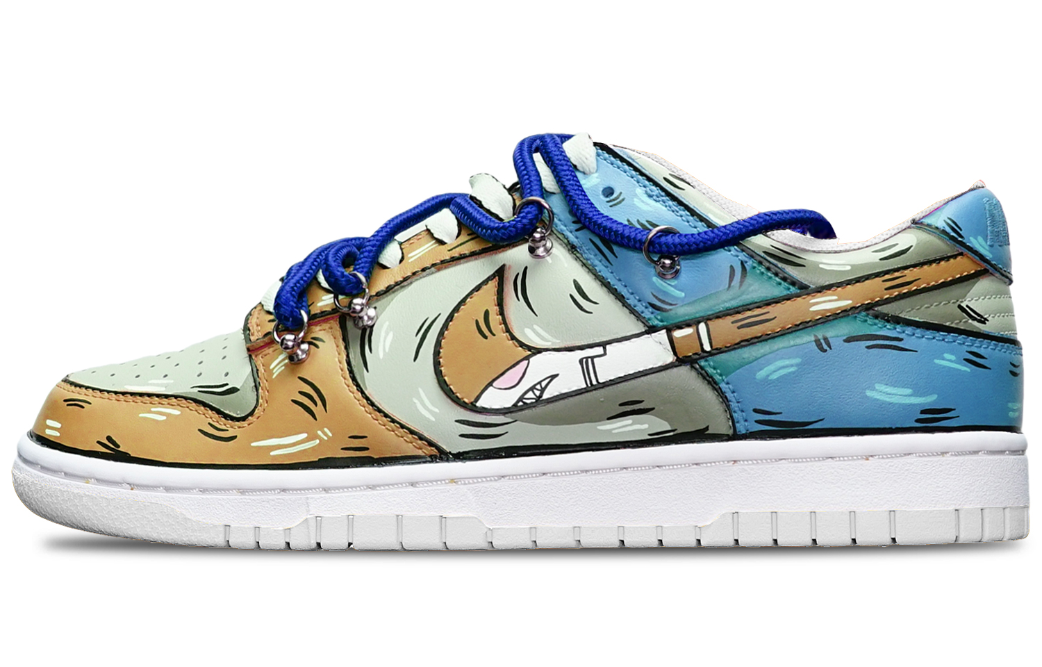 Buy [Zapatillas Personalizadas] Nike Dunk Low 'Khaki Gris Azul' DH9765-100(TeamT-鲨鱼卡其灰蓝女S-BOX)
