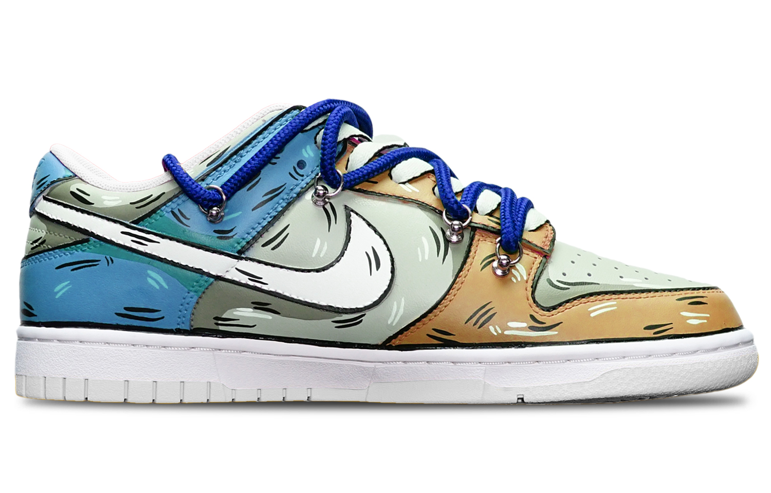 Order [Zapatillas Personalizadas] Nike Dunk Low 'Khaki Gris Azul' DH9765-100(TeamT-鲨鱼卡其灰蓝女S-BOX)