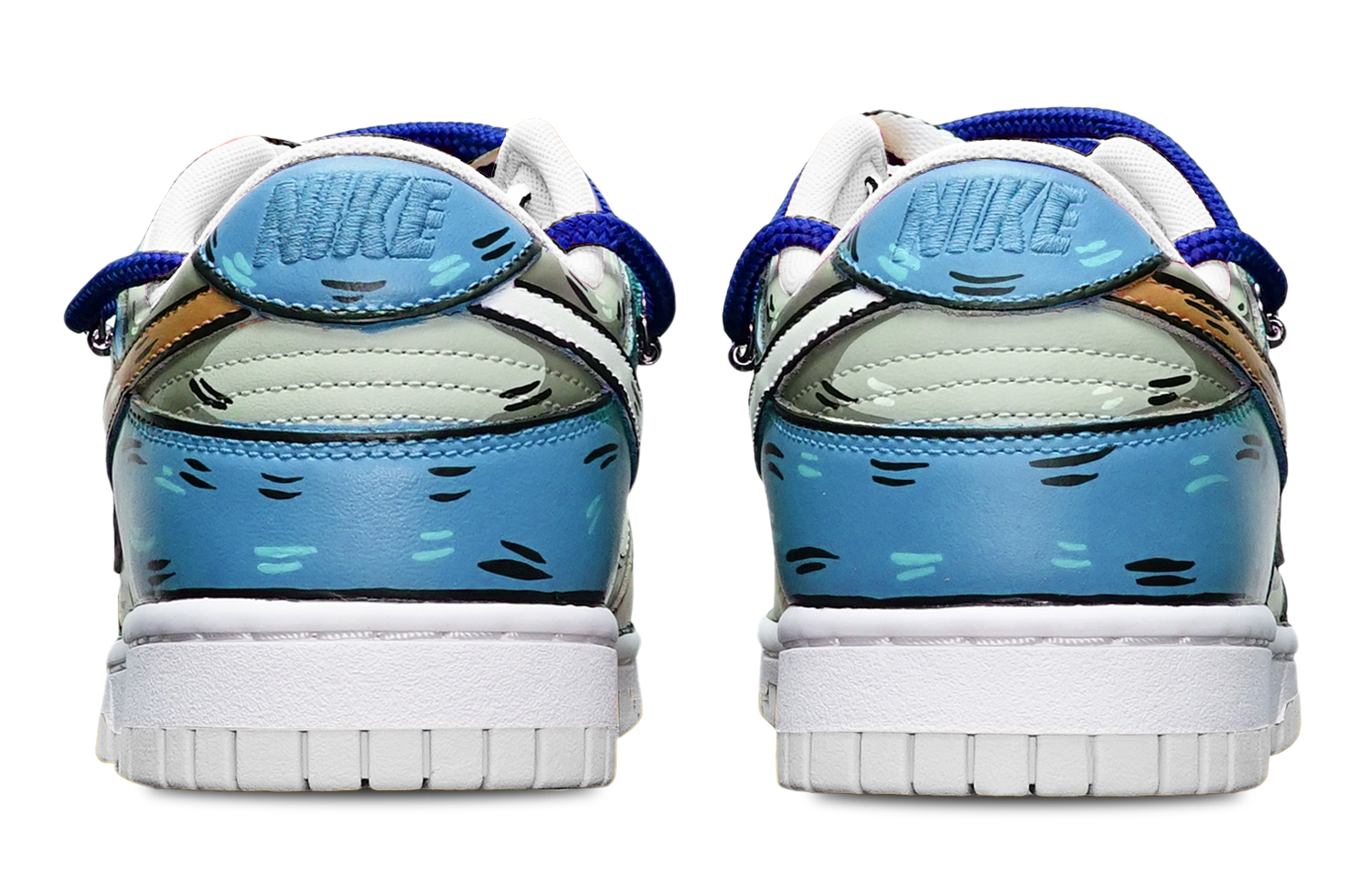 Shop [Zapatillas Personalizadas] Nike Dunk Low 'Khaki Gris Azul' DH9765-100(TeamT-鲨鱼卡其灰蓝女S-BOX)