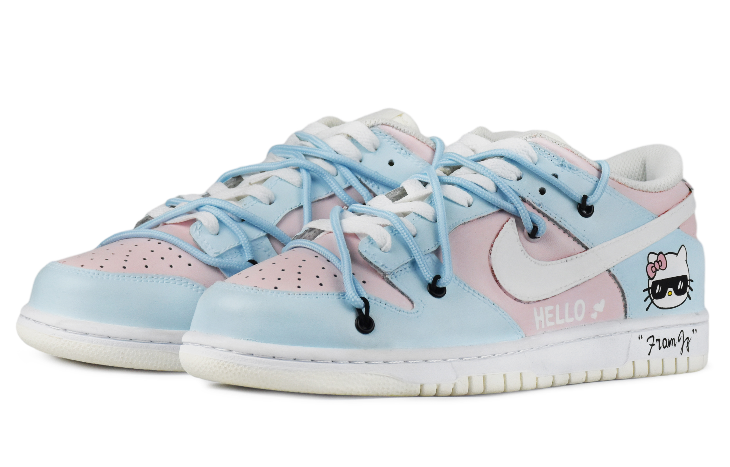 Lookbook [定制鞋款] 耐克Dunk低帮 '金桔双鞋带解构涂鸦' DH9765-100(TeamD-GS款酷咪)