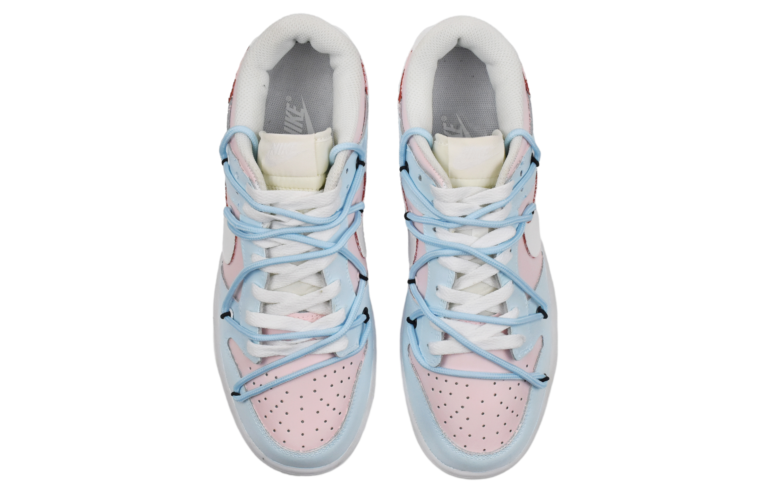 Shop [定制鞋款] 耐克Dunk低帮 '金桔双鞋带解构涂鸦' DH9765-100(TeamD-GS款酷咪)