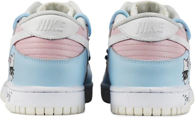 【訂製球鞋】Nike Dunk Low 酷咪 雙鞋帶 解構風 手繪塗鴉 低幫 板鞋 GS 白藍粉 Purchase 【訂製球鞋】Nike Dunk Low 酷咪 雙鞋帶 解構風 手繪塗鴉 低幫 板鞋 GS 白藍粉