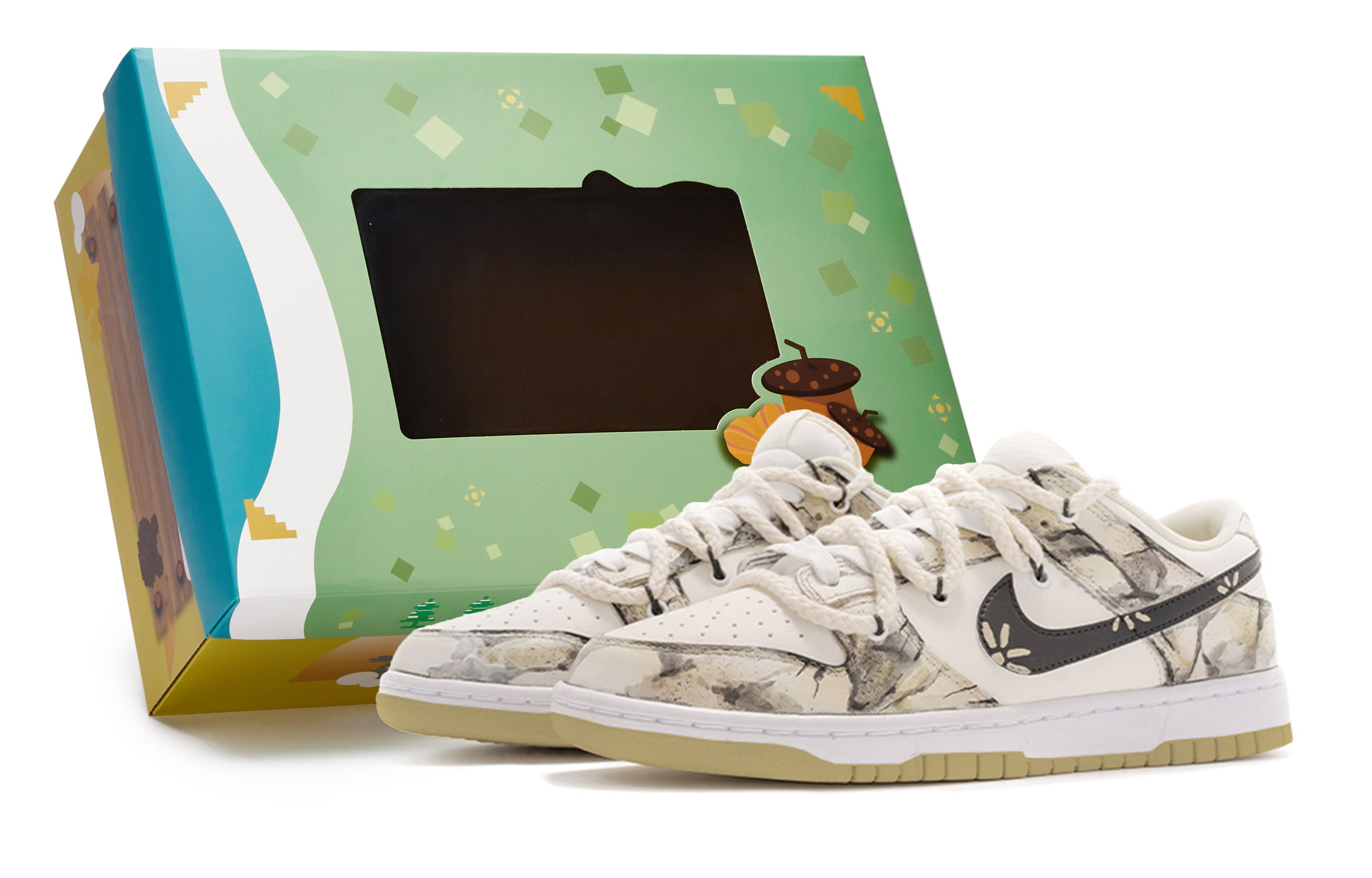 Buy 나이키 덩크 로우 '노동절 휴가 크랙 타이다이' 커스텀 DJ6188-100(TeamR-男款手绘裂纹白S-BOX)